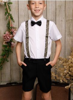 tenue de soirée enfant bermuda noir costume d'été chic