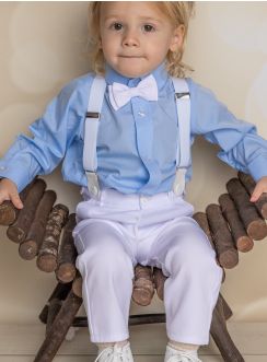 tenue de baptême blanc bleu bébé et petit garçon