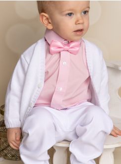 tenue de cérémonie bébé garçon blanc et rose ou bleu pastel