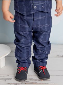 Pantalon bébé et petit garçon ecossais bleu marine bleu marine