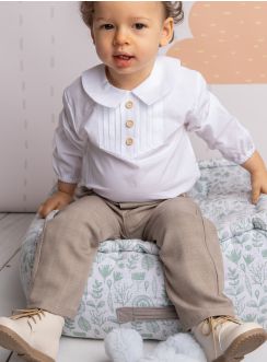 Tenue bébé garçon pour mariage ou baptême pantalon et chemise vintage Lisandro