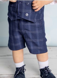Bermuda bleu marine écossais pour bébé et petit garçon