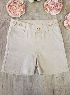 Bermuda en lin bébé garçon vintage champêtre