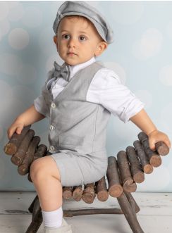 Tenue cérémonie pour bébé ou petit garçon bermuda gris