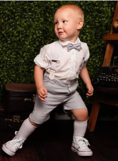 Tenue  mariage baptême petit garçon bretelle thème marin