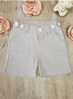 Bermuda lin gris pour bébé et petit garçon