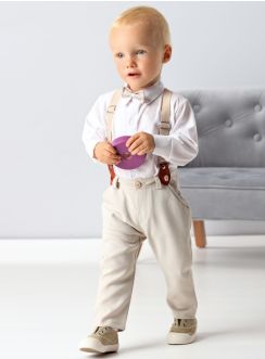 Costume petit garçon Pierre avec pantalon et bretelles