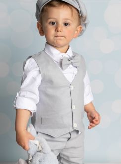 Costume cérémonie petit garçon lin gris
