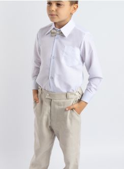 Une tenue pantalon lin beige smart pour mariage garçon