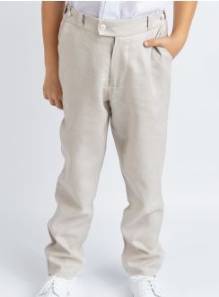 Pantalon lin beige pour garçon mariage cérémonie
