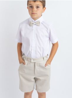 Tenue mariage en lin beige pour garçon