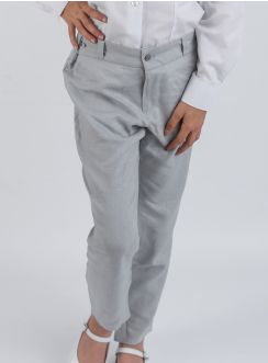 Pantalon lin gris fille pour cérémonie, mariage….du 2 au 16 ans.