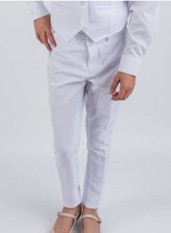 Pantalon fille blanc pour mariage ou communion.