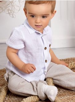 Tenue cérémonie garçon coton gaze 3 mois à 10 ans