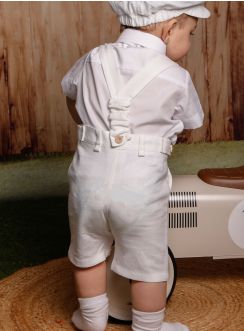 Salopette bermuda bébé garçon pour cérémonie de mariage ou de baptême