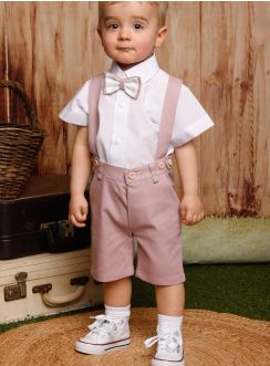 Tenue lin rose bébé et petit garçon collection Noam