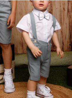 Tenue mariage ou baptême vert sauge pour bébé et petit garçon