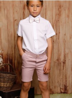 Tenue cérémonie été garçon vieux rose lin collection Noam