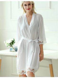 kimono lingerie blanc avec dentelle - Personnalisable
