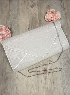 Sac pochette mariage scintillant blanc
