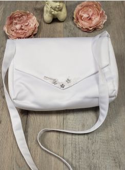 Sac enfant satin blanc et strass