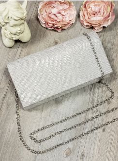 Sac à main pochette soirée blanc scintillante