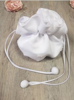 sac aumonière blanche pour mariage ou communion