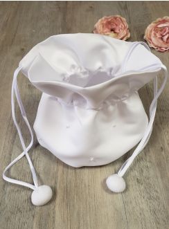 Sac bourse satin blanc mariage