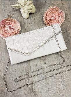 Pochette de soirée petit format satin et strass