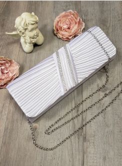 Pochette de soirée satin plissé et strass