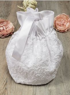 Bourse enfant dentelle blanche et brodé pour mariage