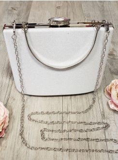 Pochette rigide, petit sac de soirée ou  mariage à paillettes avec deux anses