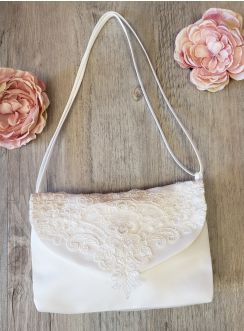 Sac communion mariage dentelle et satin mat