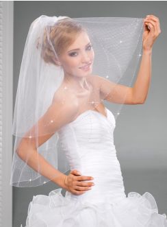 voile de mariée avec peigne blanc