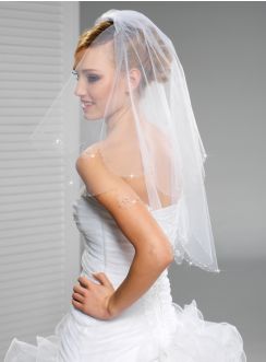 voile de mariée en tulle fleurs de perles blanc