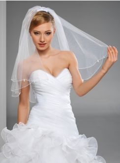 Voile perlé blanc - Boutique française de voiles de mariée de qualité