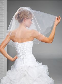 voile mariée pas cher blanc perlé