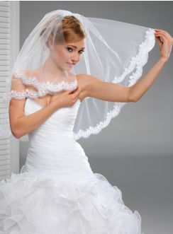 voile visage mariage avec dentelle blanc