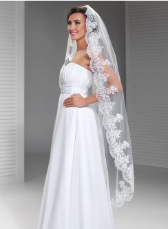 voile de mariée long dentelle blanc