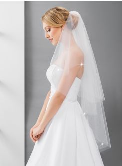 Voile de mariée long avec strass blanc