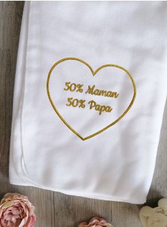 Couverture bébé 50% papa 50% maman - Personnalisable