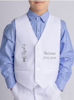 Gilet communion garçon "Croix, Hostie et Calice"