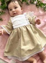 Robe baptême longue dentelle fine + bonnet béguin | Boutique Magique