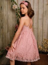 Robe Fille Fashion 4 Ans – Rose Dentelle – Sans Manches – Neuf Avec étiquette