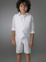 Gilet De Baptême Blanc Pour Garçon - Taille 1 Mois à 2 Ans - 100% Acrylique - Neuf - Marque Ghimi