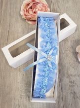 Jarretière De Mariée Bleue – Dentelle élégante Avec Nœud Satin Blanc, élastique Jusqu’à 60 Cm