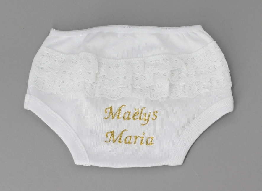 culotte de baptême blanche avec personnalisation