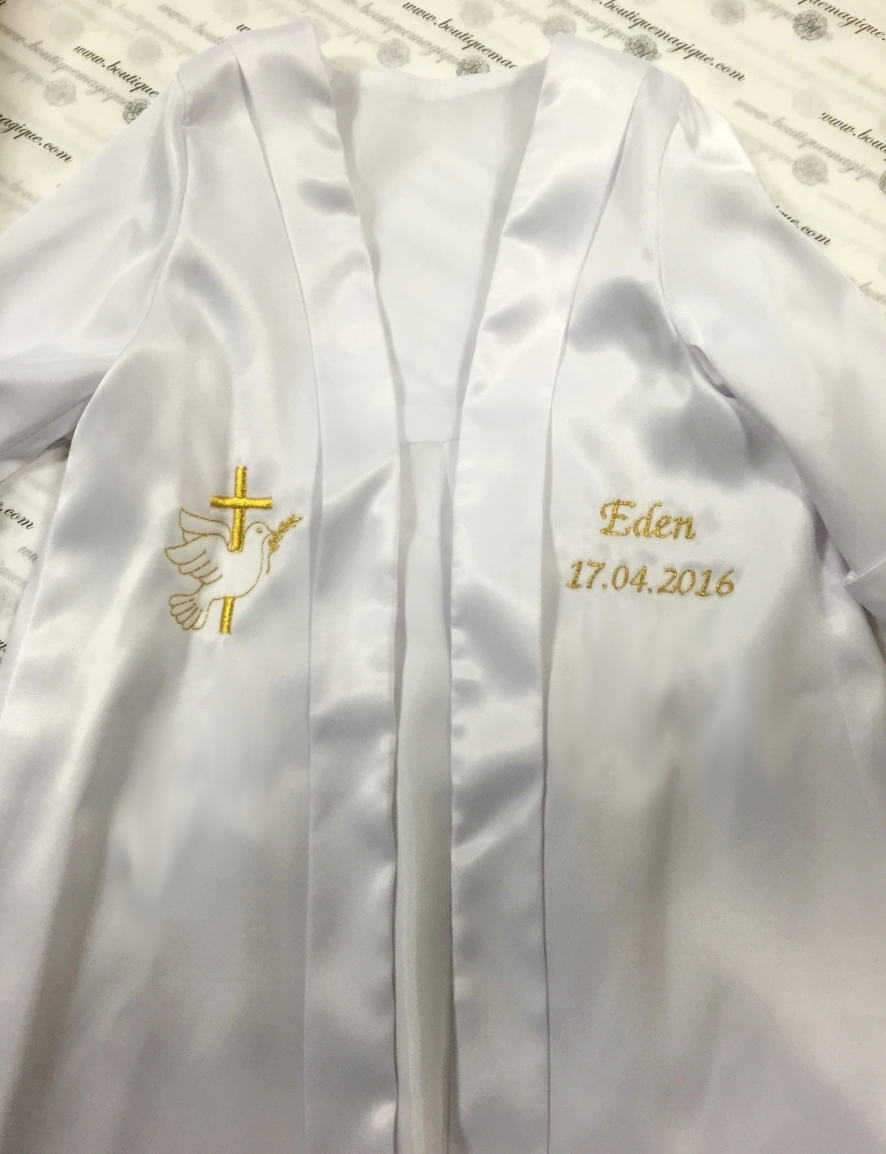 Tenue garçon avec broderie chrétienne en fil or