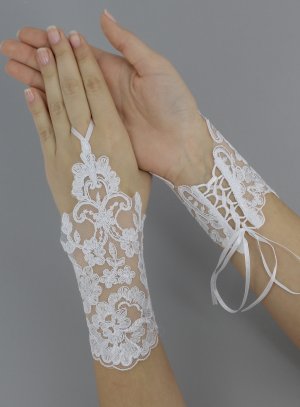gants de mariée et mitaines blanc