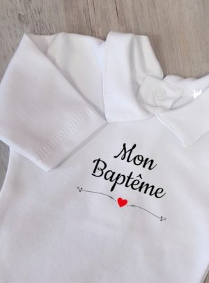 Polo body bébé manches courtes " Mon Baptême "